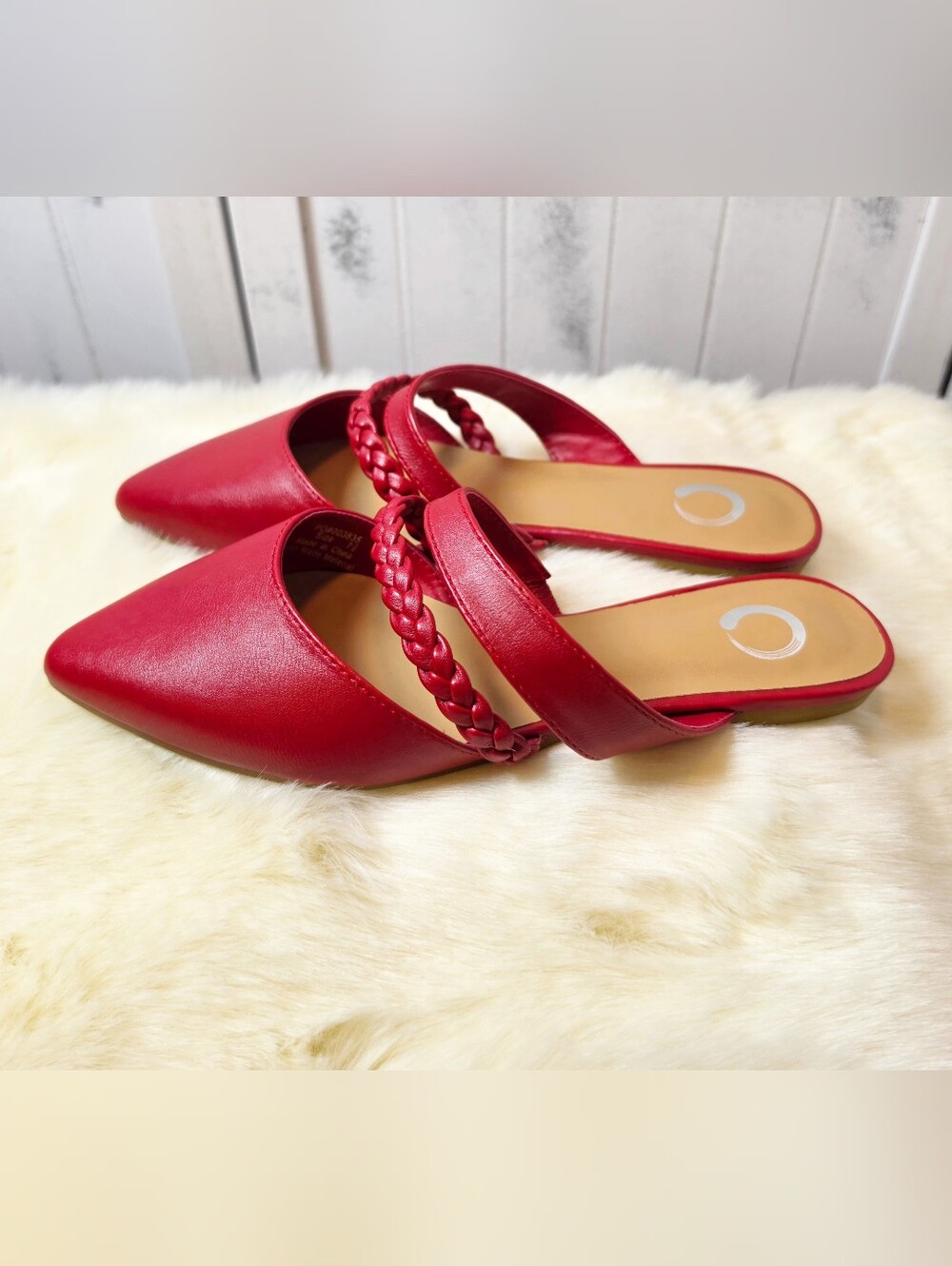 Journee Collection Red Braided-Strap Pointed Toe Mule - Picture 5 of 10